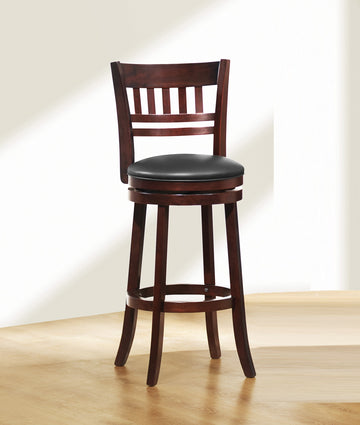 360 Degree Swivel Bar Chair Dark Cherry Finish Solid Wood Comfortable Footrest 1Pc Dining Furniture Cherry Dining Room Solid Wood