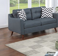 Modern Cozy Sofa Loveseat W Pillows 2Pc Sofa Set Blue Gray Polyfiber Couch Tufted Cushions Living Room Blue Gray Primary Living Space Firm Tufted Back Contemporary,Modern Pine Square Arms Linen Blend,Pine,Plywood 5 Seat