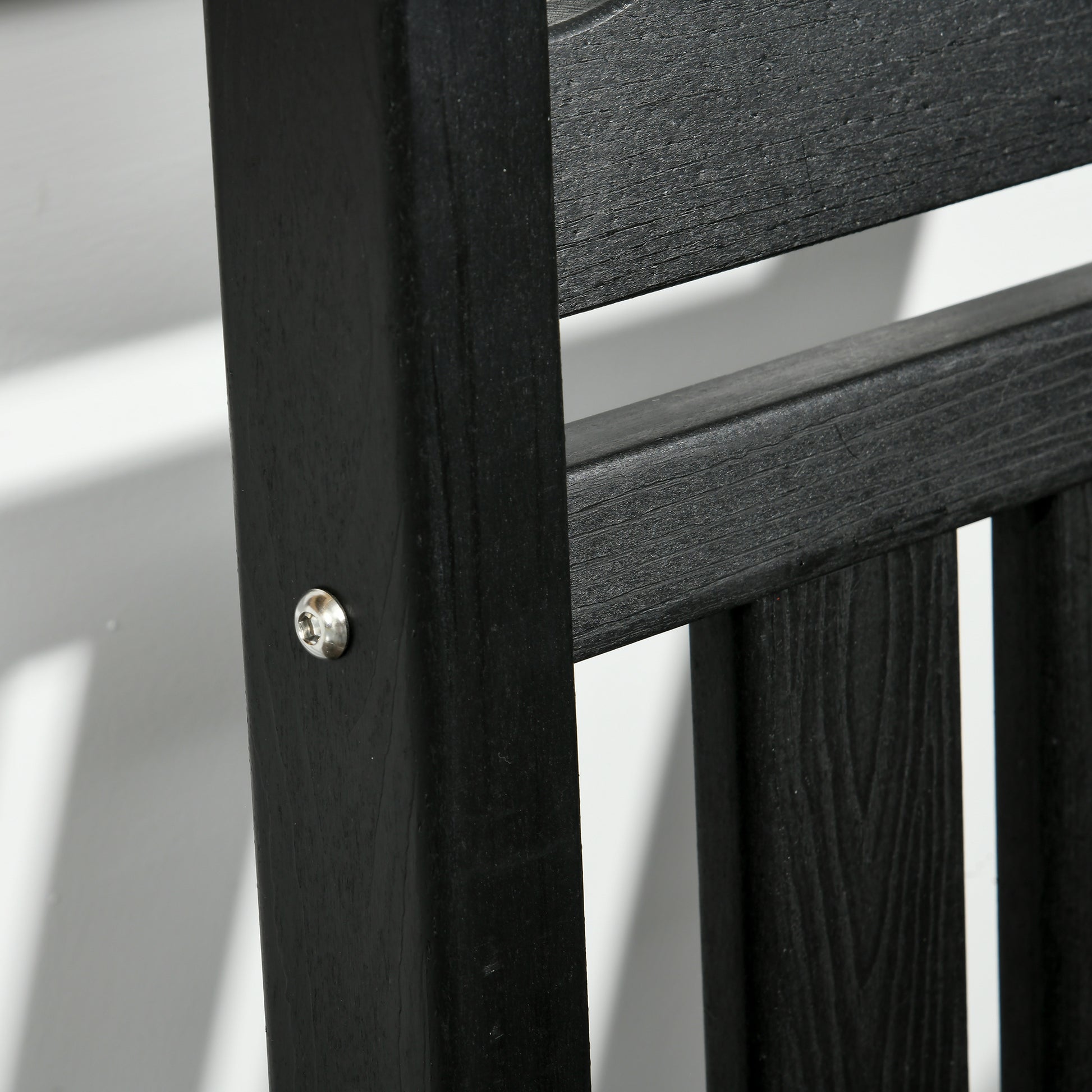 Outsunny Outdoor Rocking Chair, All Weather Resistant Hdpe Rocking Patio Chairs With Rustic High Back, Armrests, Oversized Seat And Slatted Backrest, 350Lbs Weight Capacity, Black Black Plastic