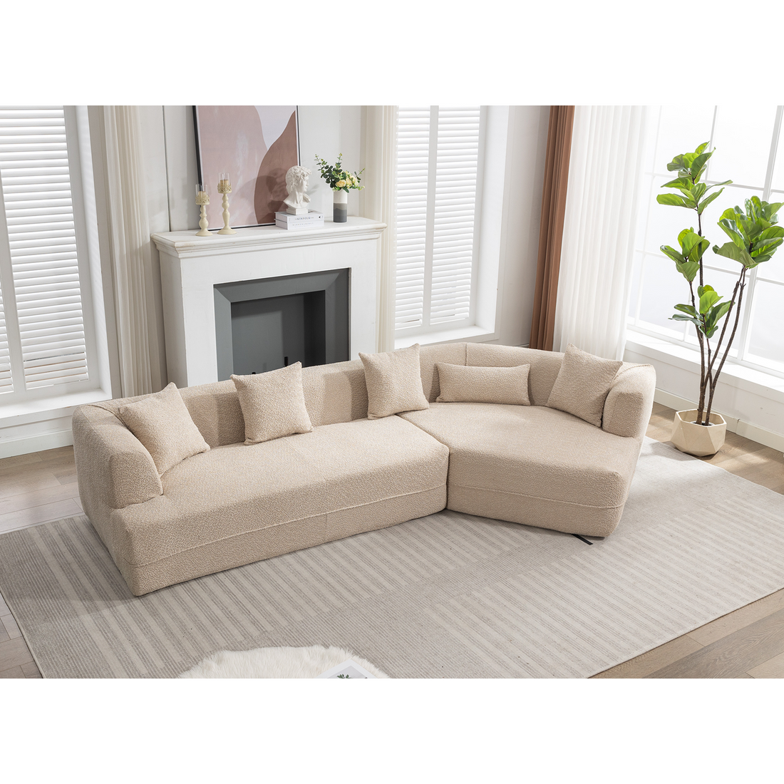 And Upgraded Extended Edition Modular Sofamodern Minimalist Style Sofa, Upholsteredfree Combination, Round Fiber Fabric, Anti Wrinkle Fabric,Dimension Extension,Brown Light Brown Polyester Primary Living Space Medium Soft Tight Back Modern Flared Arms
