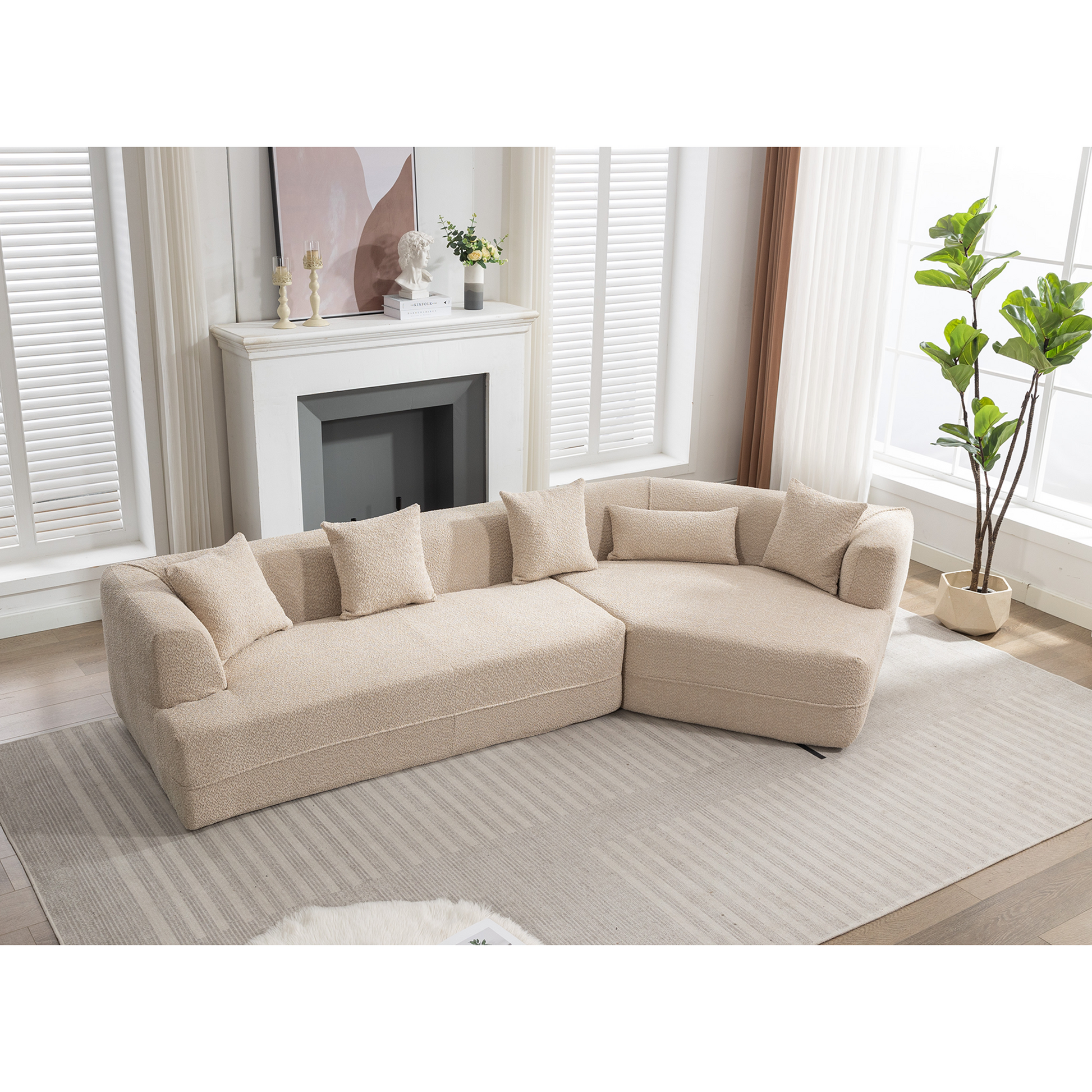 And Upgraded Extended Edition Modular Sofamodern Minimalist Style Sofa, Upholsteredfree Combination, Round Fiber Fabric, Anti Wrinkle Fabric,Dimension Extension,Brown Light Brown Polyester Primary Living Space Medium Soft Tight Back Modern Flared Arms