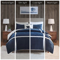 Plush To Sherpa Comforter Set Queen Navy Polyester