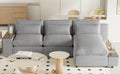 L Shaped Modular Sectional Sofa With Removable Back Cushions,3 Pillows And 2 Storage Spaces,Suitable For Living Rooms,Offices And Apartments Gray Polyester 3 Seat