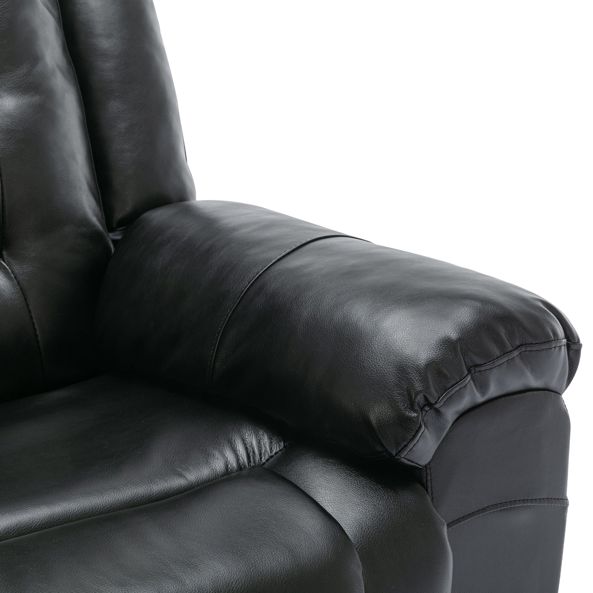 Home Theater Recliner Set Manual Recliner Chair With Wide Armrest, Two Built In Cup Holders For Living Room,Bedroom, Black Old Sku:Sg000760Aab Black Foam Pu Leather