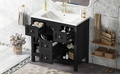 36'' Bathroom Vanity With Resin Sink Combo, Solid Wood Frame Bathroom Storage Cabinet, Freestanding Vanity Set With 5 Drawers& Soft Closing Doors Same As Sw000141Aab Black Bathroom Solid Wood Mdf Resin