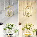 4 Light Farmhouse Kitchen Chandeliers, Vintage Cage Light Fixture Adjustable Height Chandeliers For Dining Room Hallway Foyer Entryway E12 Bulbs Not Included Gold Matte Black Gold Matte Black