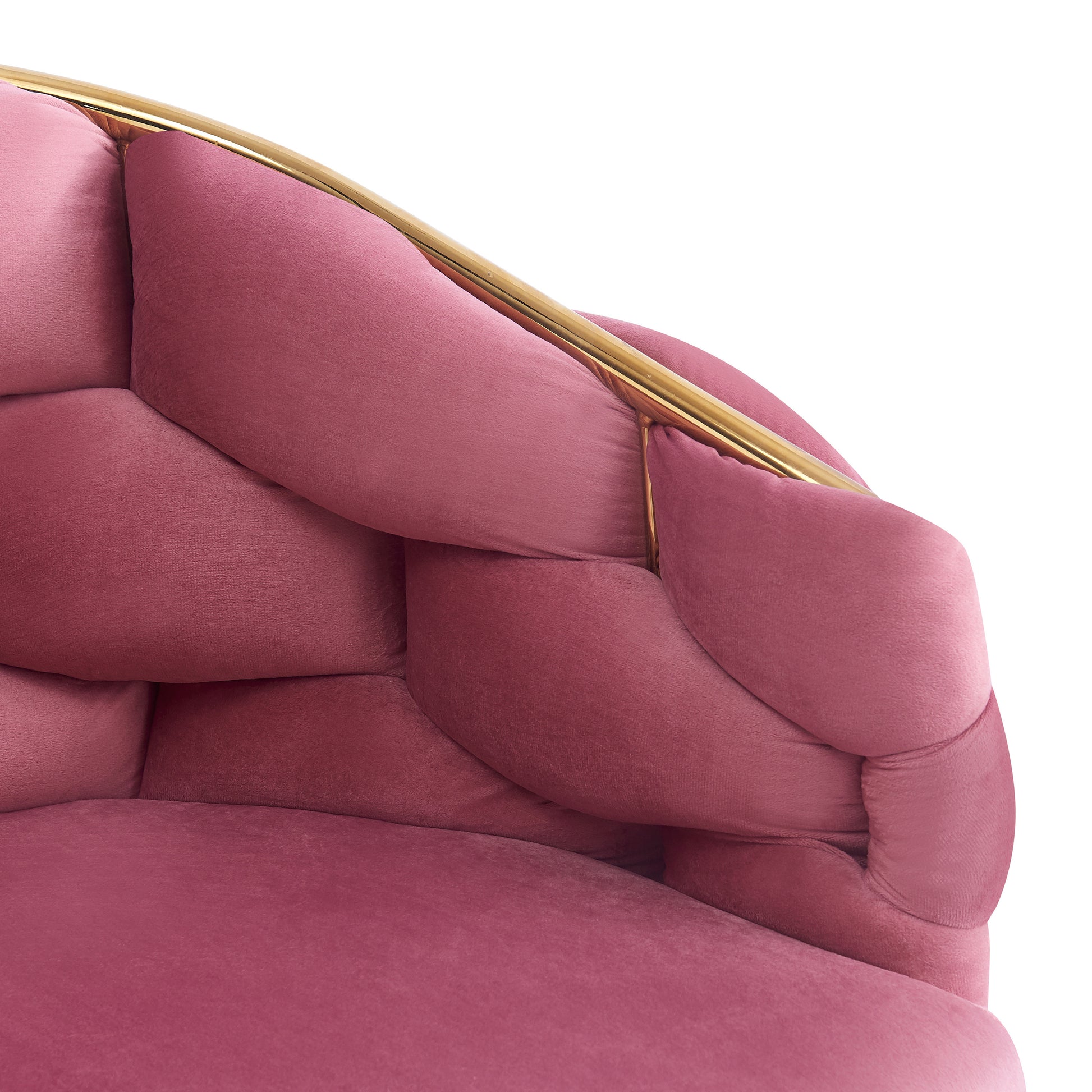 Luxury Handmade Accent Chair With Gold Legs, Modern Velvet Armchair For Living Room And Bedroom Pink Foam Velvet