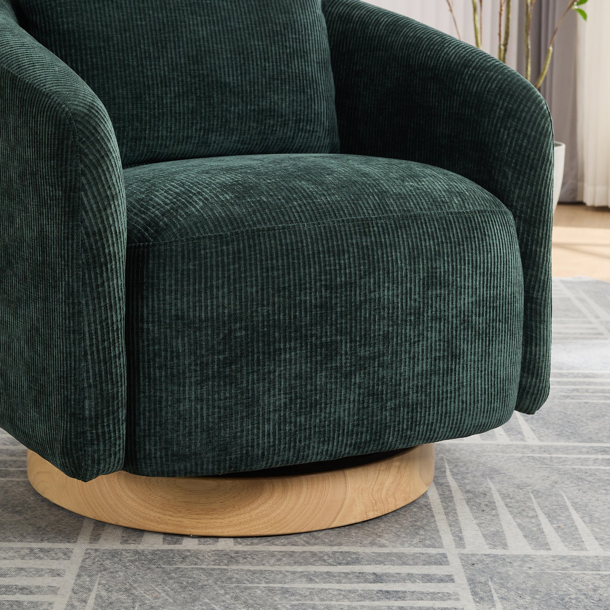 30.3"W Swivel Accent Barrel Chair And Comfy Round Accent Single Sofa Chair, 360 Degree Club Chair, Lounge Armchair For Living Room Bedroom Nursery.Green Green Chenille