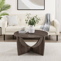 Contemporary Open Arch Base Round Coffee Table Cerused Ash Dark Gray Mdf Mdf