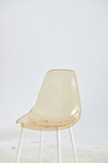 Dining Chair,Set Of 4,Metal Leg,Plastic Seat,Transparent Yellow Yellow White Iron Plastic