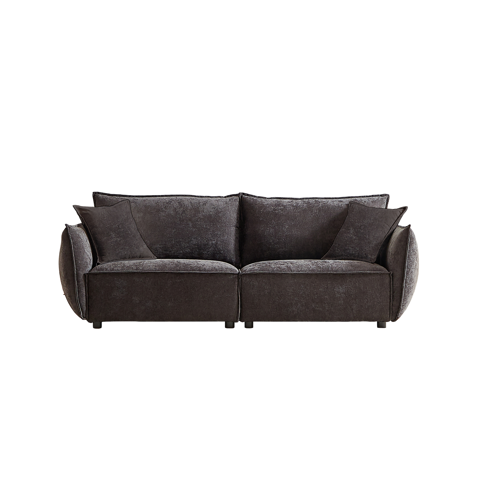 Mh88" Modern Living Room Sectional, Wide Living Room Sectional, Stylish Chenille Triple Sectional With Extra 2 Pillows, Thickly Padded Seat And Back And Armrests For Apartment, Living Room Black Chenille Wood Primary Living Space Pine Foam Fabric 3 Seat