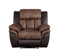 Toffee And Espresso Polished Tufted Recliner Espresso Microfiber Manual Handle Metal Primary Living Space Tight Back Handle Pillow Top Arms Wood Fabric