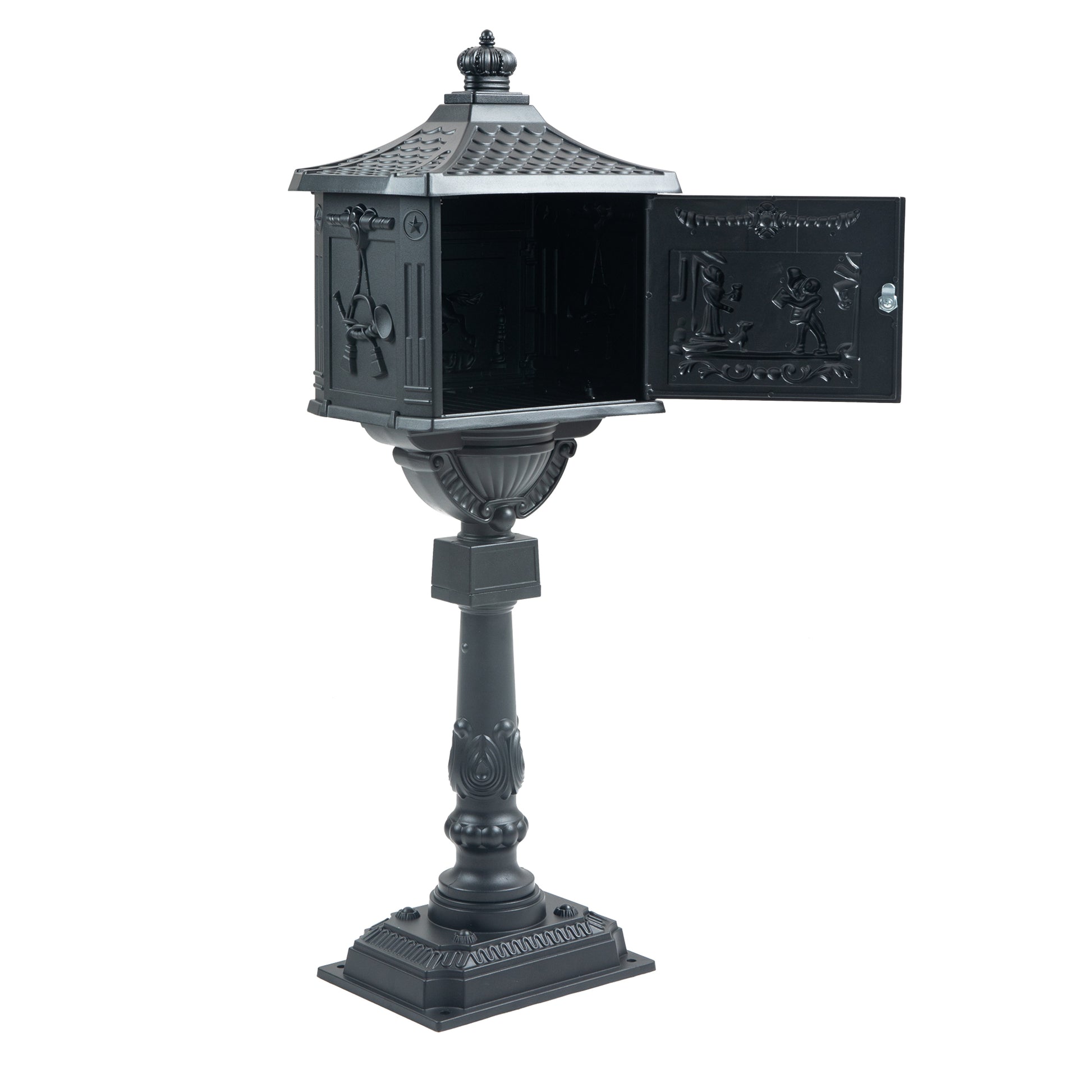 Mailbox Cast Aluminum Black Mail Box Postal Box Security Heavy Duty Black Aluminium