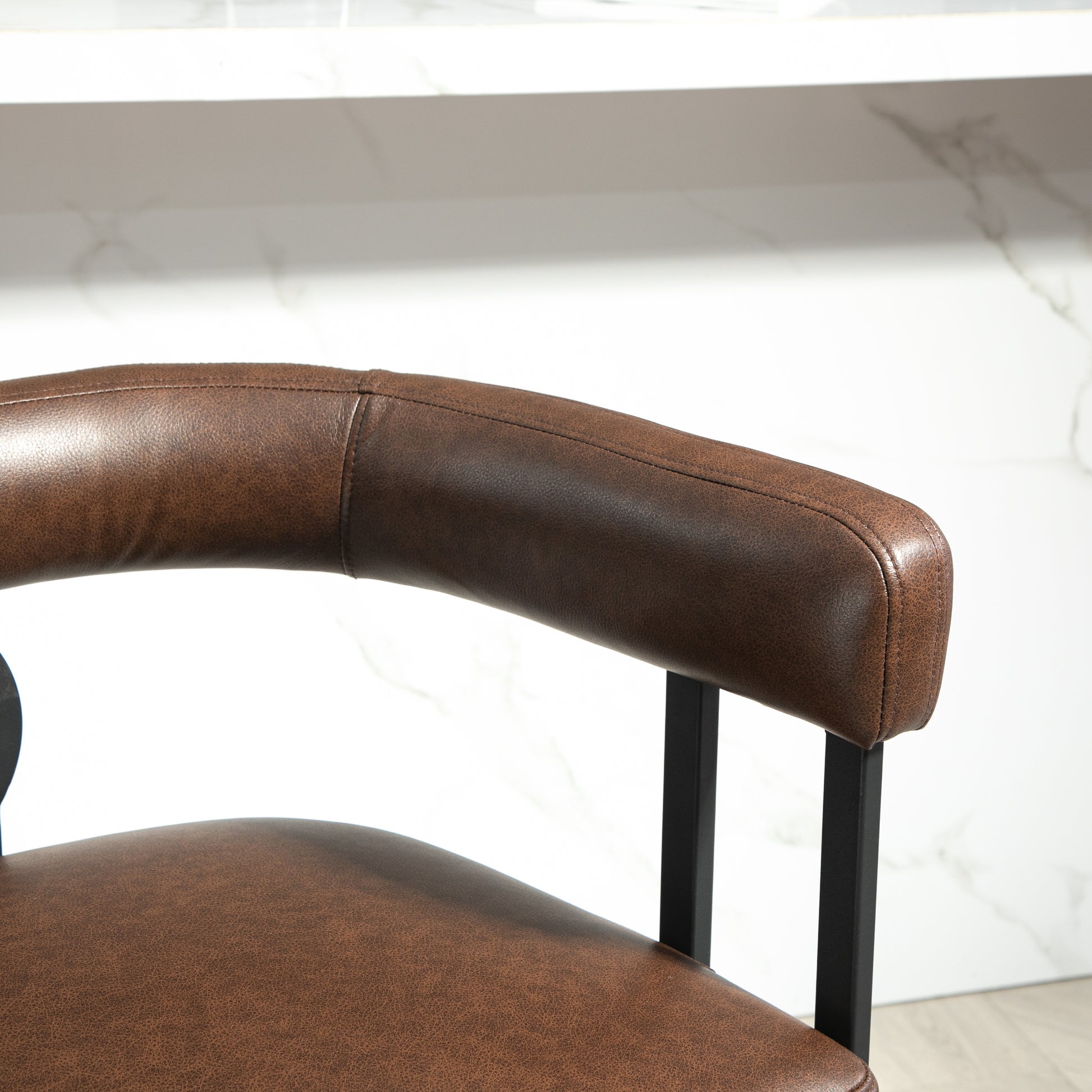 Coolmore Bar Stools Set Of 2, Modern Bar Stool With Back, Black Metal Frames, Upholstered Bar Stools For Kitchen Island, Pub, Club Dark Brown Pu Dark Brown Dining Room Foam Pu Leather