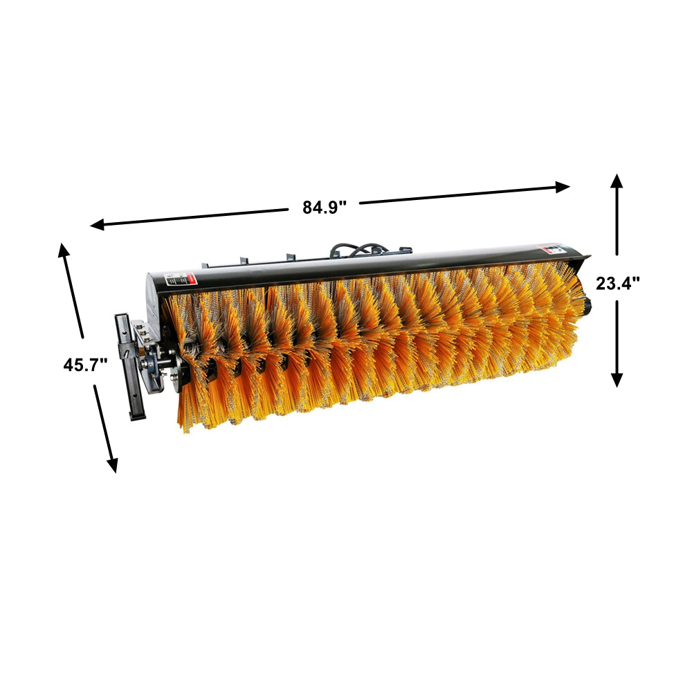 72" Skid Steer Hydraulic Rotary Angle Broom Sweeper Black Iron