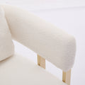 Ts Teddy Velvet Upholstered Metal Foot Sofa White Gold Teddy 1 Seat