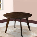 Round Wooden Dining Table With Fin Style Leg Support, Walnut Brown Brown Solid Wood