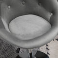 Homcom Modern Makeup Vanity Chair Round Tufted Swivel Accent Chair With Chrome Frame Height Adjustable For Living Room, Bedroom Gray Gray Polyester