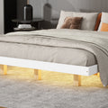 Queen Size Floating Bed With Led Lights Underneath,Modern Queen Size Low Profile Platform Bed With Led Lights,White Queen White Wood Bedroom American Design Pine Bed Frame Pine