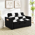 Modern Velvet Seat Sofa Couch Pull Out Bed,3 In One Convertible For Living Room Sofa Bed,Black White Black White Velvet Primary Living Space Cushion Back Medium Soft Medium Duty American Design Pillow Top Arms Foam Velvet 2 Seat