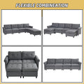 U Shaped Sectional Couch Convertible Sectional Couch With Double Chaise 6 Seat Sectional Sofa For Living Room Grey Fabric 6 Seat