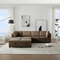 Modular Convertible U Shaped Sectional Sofa Couch With Storage Ottoman Corner Couch For Living Room, Adjustable Arms And Backs Brown Brown Polyester 4 Seat