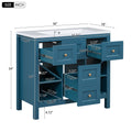 36'' Bathroom Vanity With Resin Sink Combo, Solid Wood Frame Bathroom Storage Cabinet, Freestanding Vanity Set With 5 Drawers& Soft Closing Doors Same As N710S136001C Blue Bathroom Solid Wood Mdf Resin