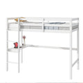 Twin High Loft Bed, Rubber Wood Loft Bed With Safety Guardrail, Built In Desk, Ladder,White Twin White Rubber Wood