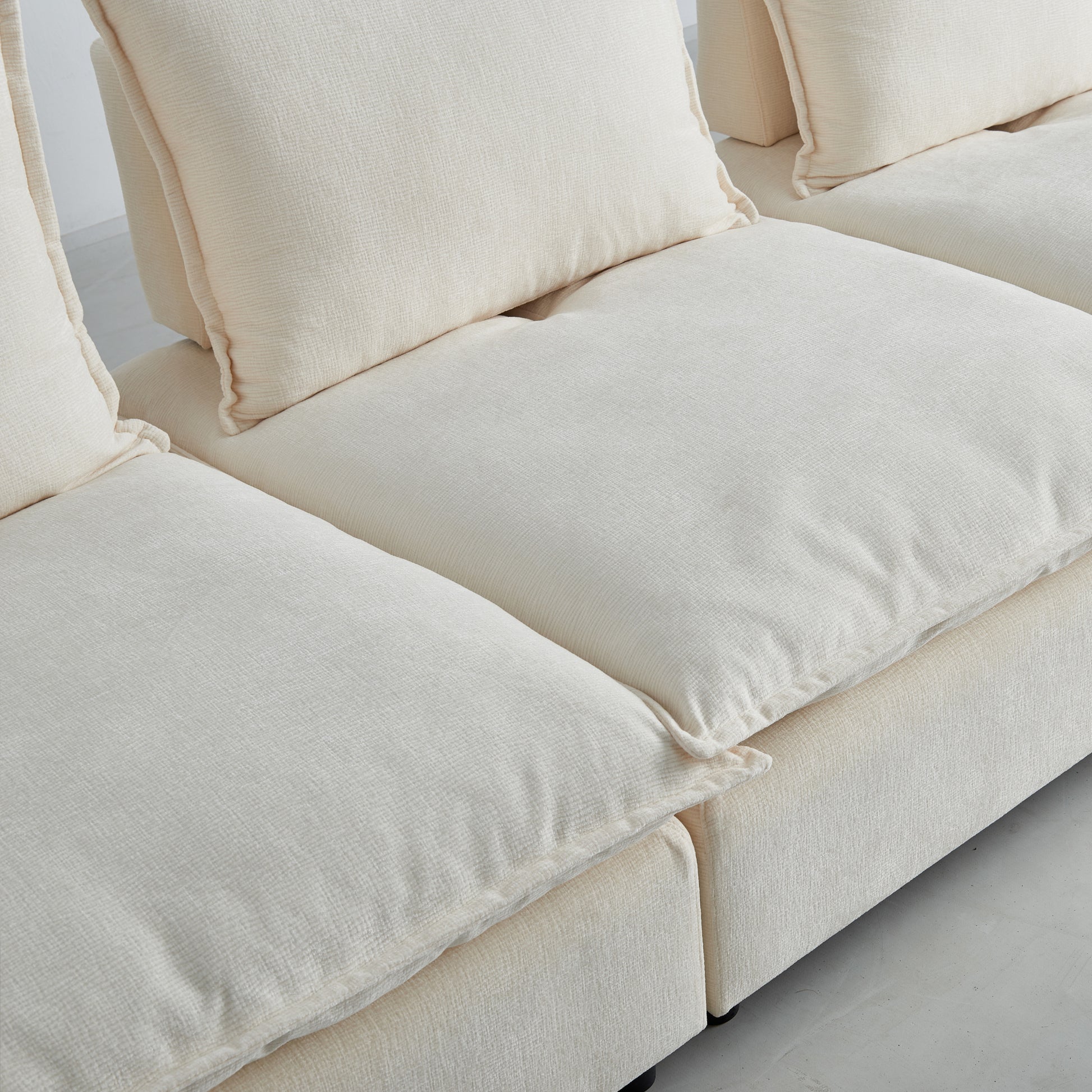 Modern Armless Accent Chair, Single Sofa Couch With Ottoman Compact Design, Space Saving Seating For Living Room, Bedroom, Apartment, Office Beige Wood Medium Soft Foam Chenille 1 Seat