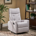 Glider Swivel Recliner Chair Light Grey Fabric