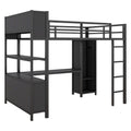 Metal Loft Bed With Wardrobe And L Shaped Desk, Full Size Loft Bed With Storage Cubes And Shelves, Heavy Duty Loft Bed For Kids Teens Adults, Black Pre Sale Date: August 10Th Full Black Metal