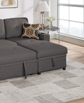 Ash Black Dorris Fabric Convertible Sectional Sofa Pull Out Bed Couch Storage Chaise Cup Holders 2Pc Sectional Living Room Black Multi Primary Living Space Tufted Back Contemporary,Modern L Shaped Square Arms Plywood 4 Seat