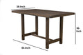 Wooden Rectangular Pub Height Dining Table With A Distressed Finish, Brown Brown Solid Wood