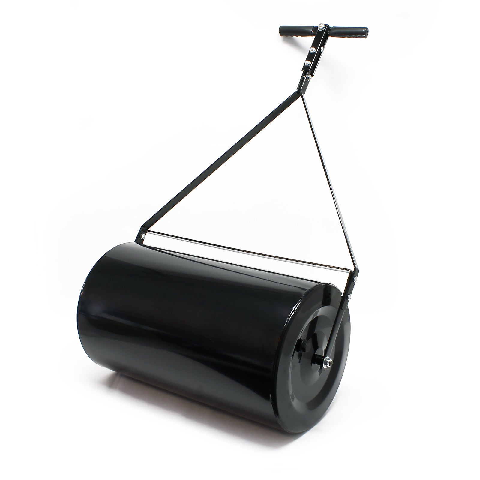 Combination Push Tow Poly Lawn Roller With Easy Turn Tethered Plug, 14 By 24" 60L 16 Gallon Black Steel