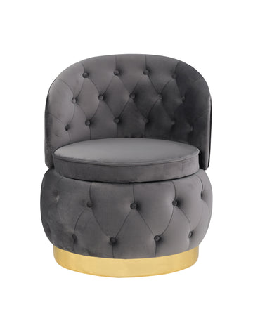 360 Degree Swivel Cuddle Barrel Accent Storage Chairs Gray Velvet