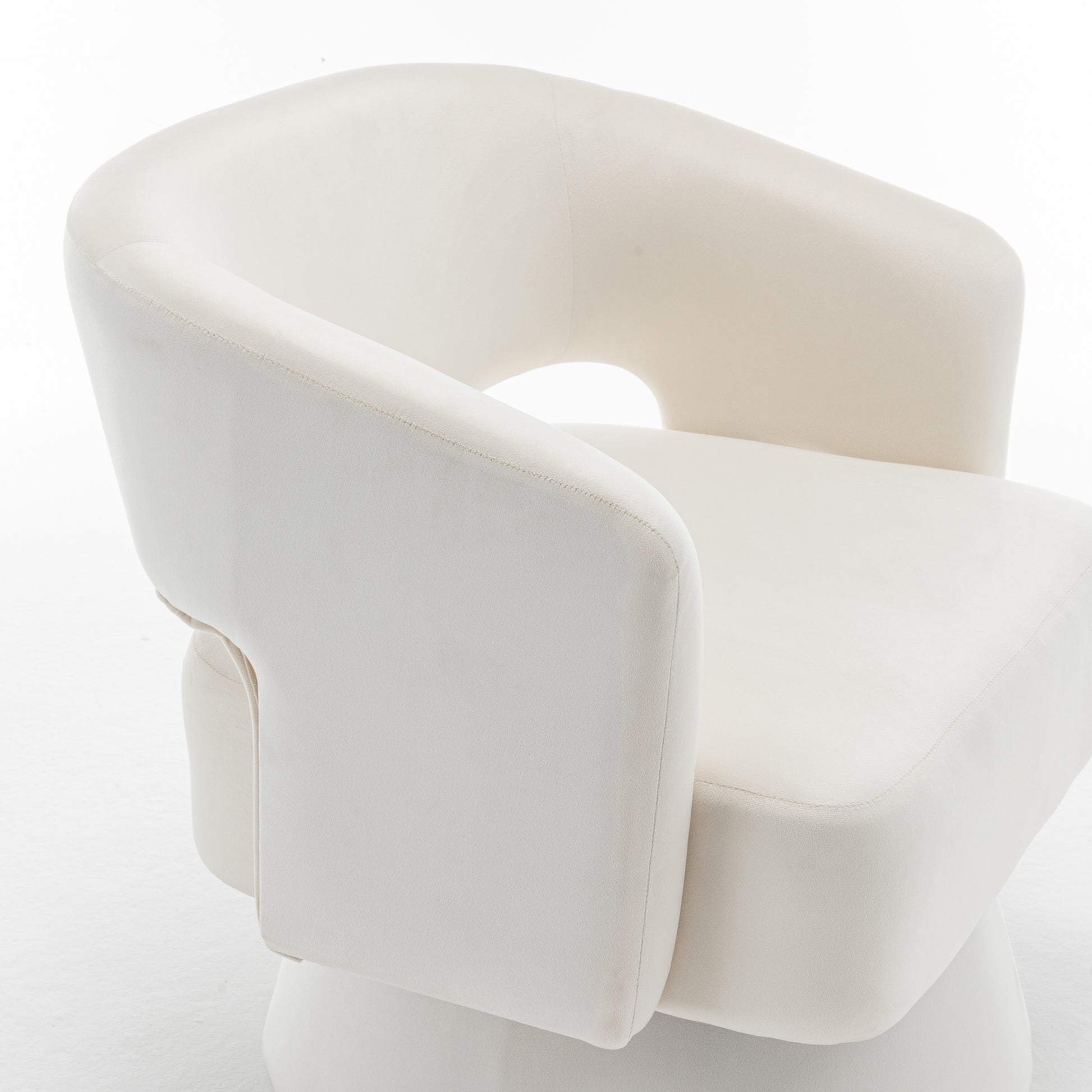 Swivel Barrel Chair, Velvet Accent Armchair 360 Degree Swivel Club Chair For Living Room Bedroom Reception Room White Foam Velvet