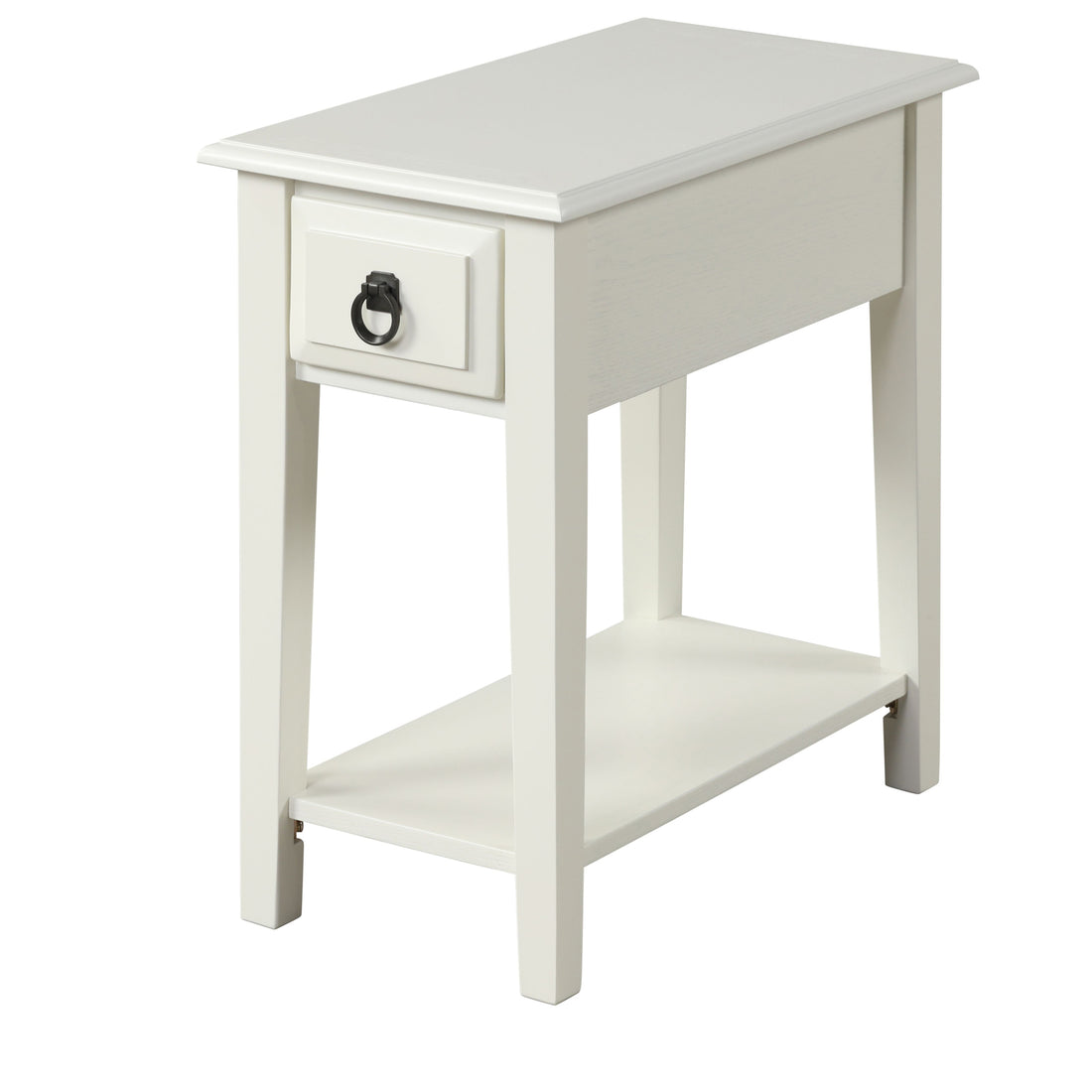White 1 Drawer Accent Table With Shelf White Primary Living Space Drawers Rectangular Solid Wood