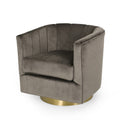 Swivel Arm Chair Grey Velvet
