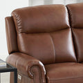 Royce Power Headrest Zero Gravity Reclining Sofa Brown Genuine Leather Wood Primary Living Space Medium Firm Tight Back Mid Century Modern Eucalyptus Rolled Arms Memory Foam Leather 3 Seat