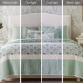 6 Piece Cotton Percale Quilt Set With Throw Pillows Aqua Full Queen Full Aqua Polyester