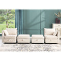 Modular Couches And Sofas Sectional With Storage Sectional Sofa U Shaped Sectional Couch With Reversible Chaises, Beige Beige Linen Wood Primary Living Space Soft Heavy Duty Cotton Cotton 4 Seat