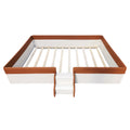 Queen Size Upholstered Daybed Frame With Fence And Stairs, Brown White Queen Brown White Mdf Lvl