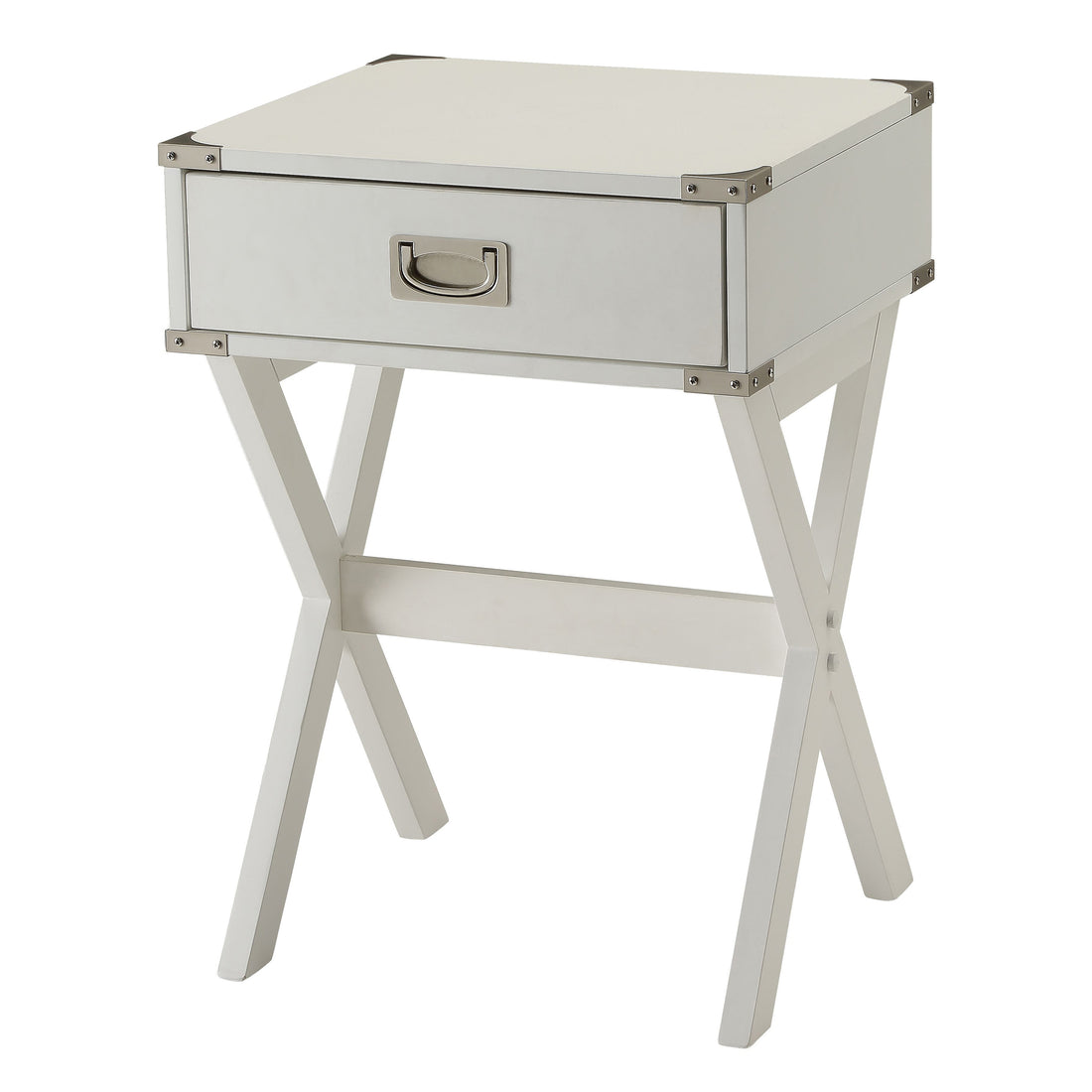 White 1 Drawer End Table White Primary Living Space Contemporary Drawers Rectangular Wood