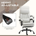 Vinsetto Microfibre Executive Massage Office Chair, Swivel Computer Desk Chair, Heated Reclining Computer Chair With Lumbar Support Pillow, Cream White Cream Polyester