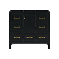 36'' Bathroom Vanity Without Sink, Solid Wood Frame Bathroom Storage Cabinet, Freestanding Vanity With 5 Drawers& Soft Closing Doors Not Include Basin Sink Black Bathroom Solid Wood Mdf