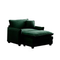 Single Deep Seat Sofa With Footstool With One Pillow, Suitable For Living Room And Bedroom, Club Multiple Occasions,Green Corduroy Green Corduroy 1 Seat