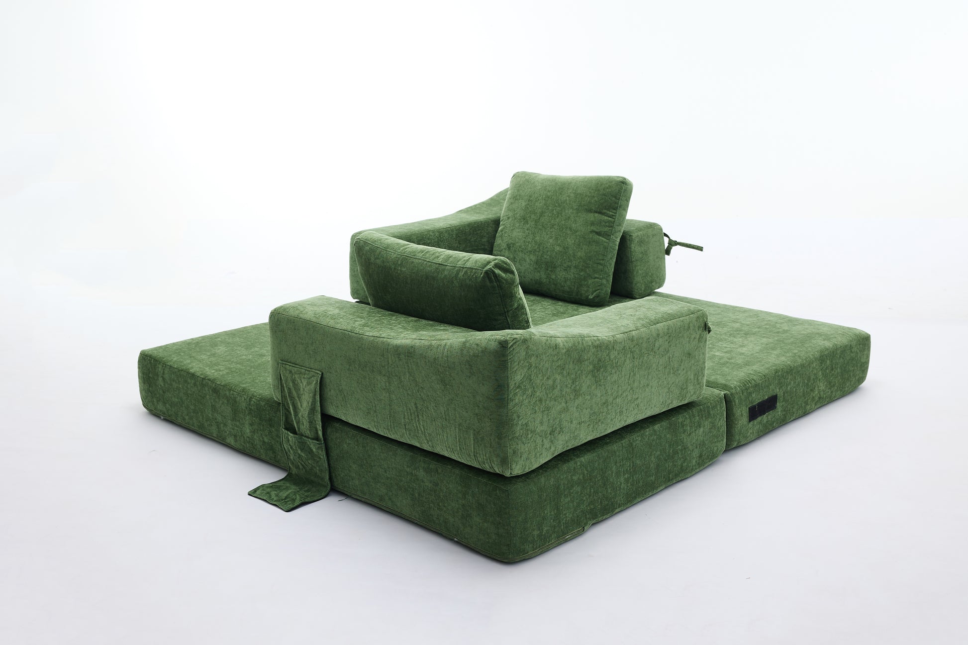 Modern Minimalist Sofa, Fold Out Sofa Bed, Convertible Chair Floor Couch & Sleeping Mattress For Living Room, Bedroom, Apartment, Removable Backrest, Green Green Chenille Soft Vintage Chenille 2 Seat