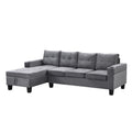 Sectional Sofa Set For Living Room With L Shape Chaise Lounge ,Cup Holder And Left Hand With Storage Chaise Modern 4 Seat Grey Grey Fabric 4 Seat