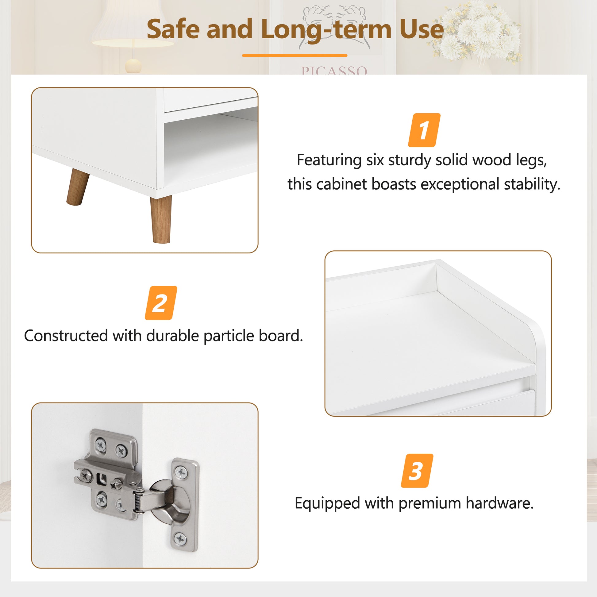 Sleek And Contemporary Shoe Cabinet With Adjustable Shelves, Minimalist Home Organizer With Solid Wood Legs, Storage Sideboard For Entryway, Living Room, White White Primary Living Space Particle Board