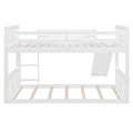 Twin Over Twin Bunk Bed With Slide And Ladder, White Old Sku:Lt000108Aak Twin White Plywood